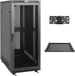 Tecmojo 27U 600 * 600mm 4 Post Free Standing Network Cabinet Data Server Rack, Lockable Glass Door, with Cantilevel Shelf Casters and feets, Disassembled Flat package