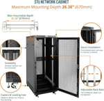Tecmojo 27U 600 * 600mm 4 Post Free Standing Network Cabinet Data Server Rack, Lockable Glass Door, with Cantilevel Shelf Casters and feets, Disassembled Flat package