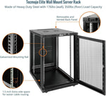 Tecmojo 12U 600mm Depth Wall Mount Server Cabinet, IT Network Rack Enclosure Lockable Door and Side Panels Black, Glass Door, for 19” IT Equipment, A/V Devices