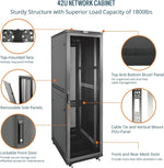 Tecmojo 27U 600 * 600mm 4 Post Free Standing Network Cabinet Data Server Rack, Lockable Glass Door, with Cantilevel Shelf Casters and feets, Disassembled Flat package