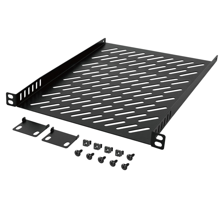 Tecmojo 0.5U Rack Shelf, 10 inch Wide 260mm Depth Server Rack Mount Shelf Vented Cantilever Tray, Metal Shelf for 10 inch Server & Network Cabinet, Weight Capacity 10 kg, Black