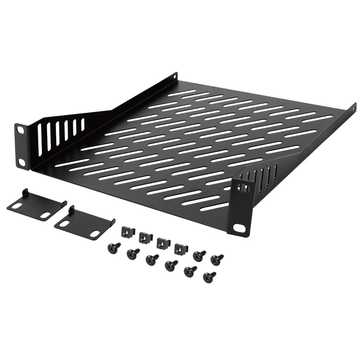 Tecmojo 1U Server Rack Shelf, 10 inch Rack Shelf 200mm Depth Vented Cantilever Tray, Metal Shelf for 10 inch Server & Network Cabinet, Weight Capacity 10 kg, Black