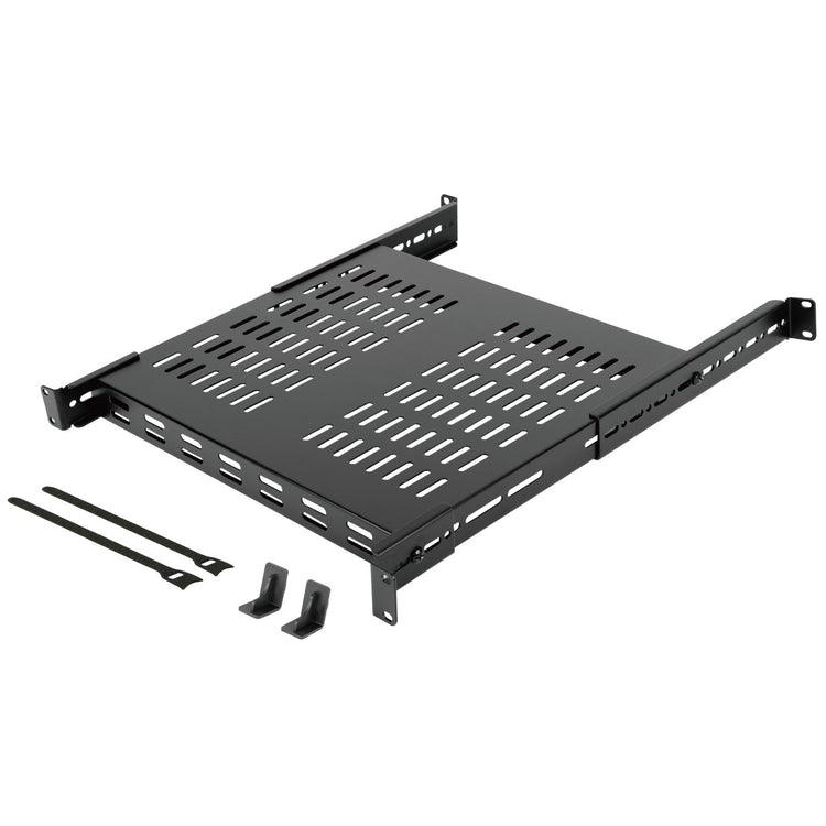 Tecmojo 1U Adjustable Vented Server Rack Mount Shelf - 13.8" (350mm) -23.6" (600mm) Depth, Supports up to 242 lbs - Universal Tray for 19" AV/Network Equipment