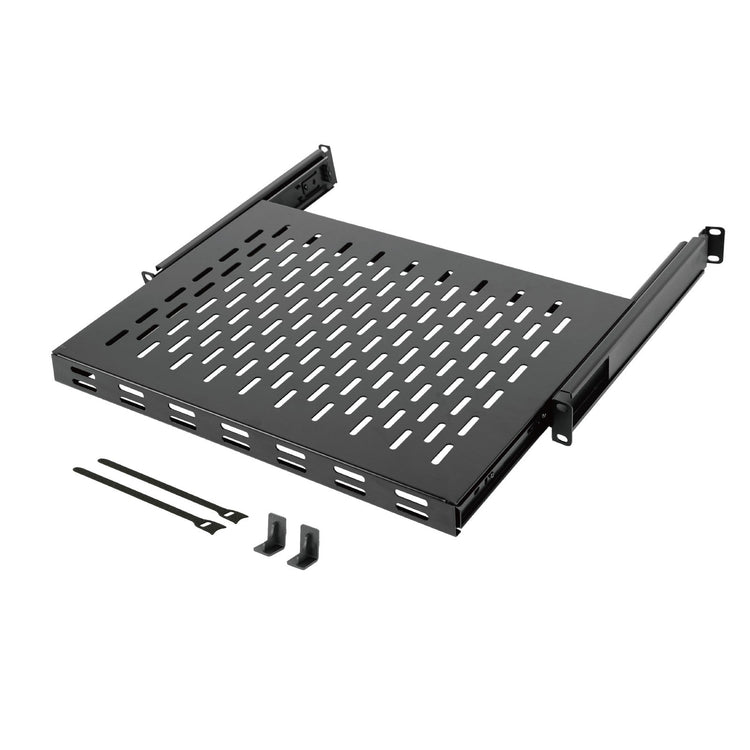 Tecmojo 1U 4-Post Server Rack and Network Rack Sliding Shelf Adjustable Depth 350mm-500mm with M6 Screws and Anti-slip stop