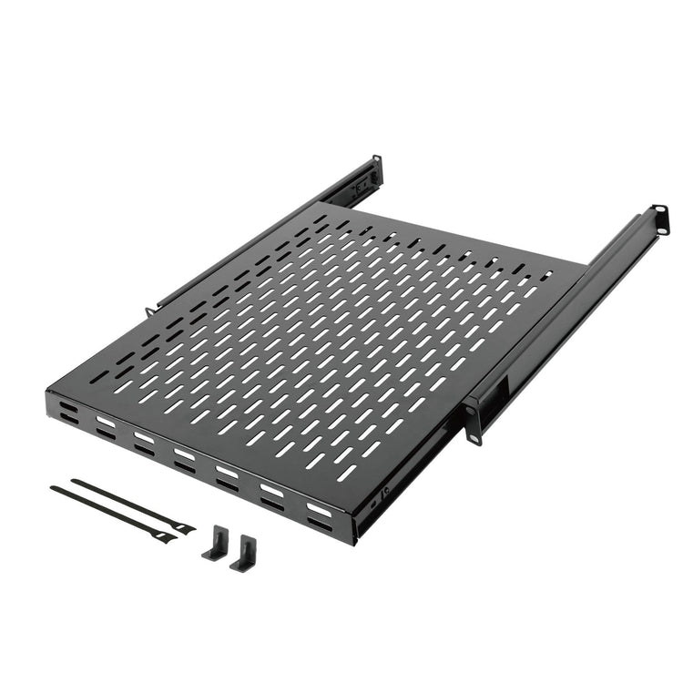Tecmojo 1U 4-Post Server Rack and Network Rack Sliding Shelf Adjustable Depth 550mm-900mm with M6 Screws and Anti-slip stop