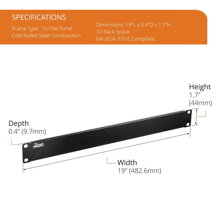 Tecmojo 1U Blank Panel, Rack Mount Plate for 19inch Server Rack,Network Rack, Enclosures and Cabinets, Black (1U SOLID 5 Pack)