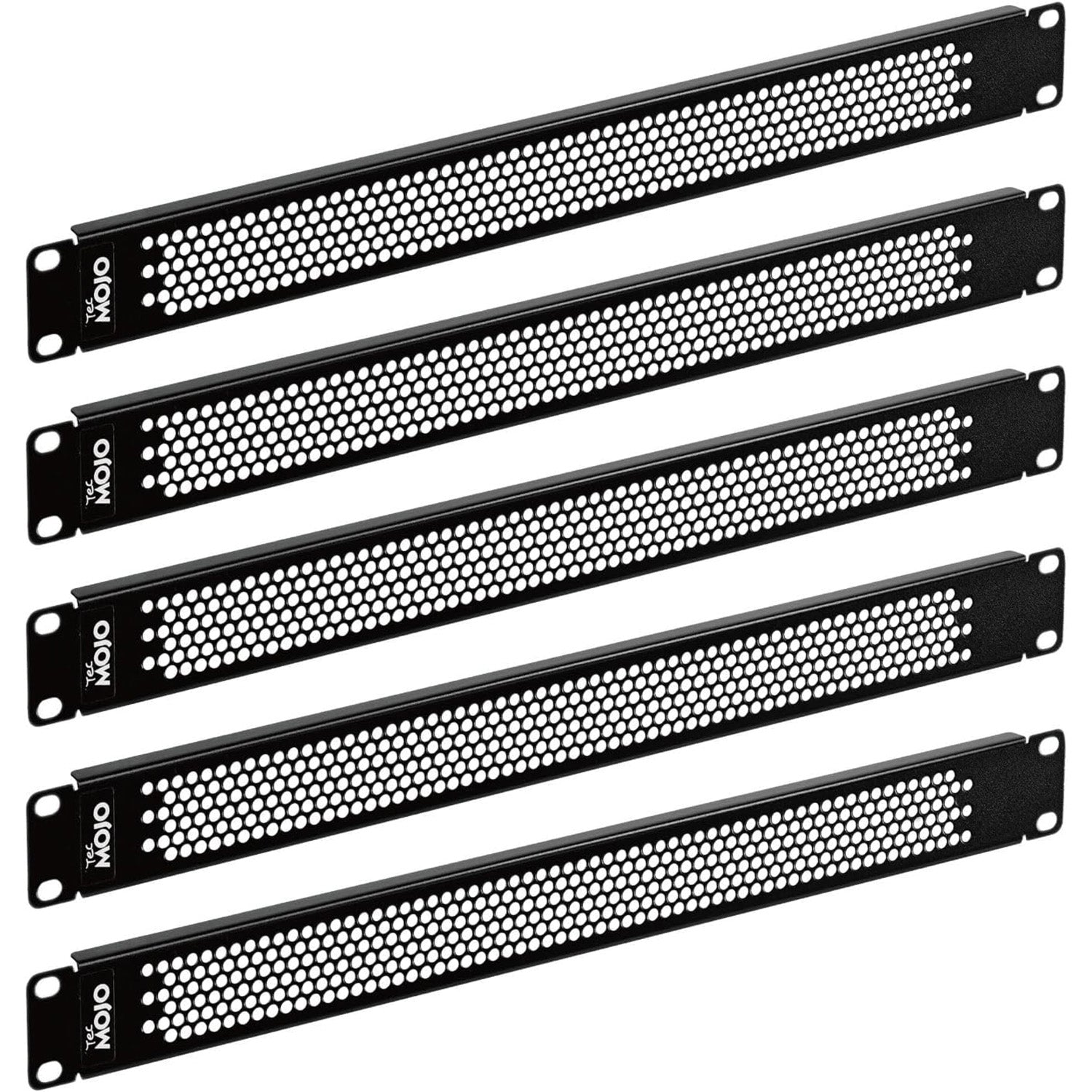 Tecmojo 1U Blank Panel, Vented Server Rack Blank Panel, Rack Mount Plate for 19in Server Network Rack Enclosure/Cabinet, Black(5 Pack)