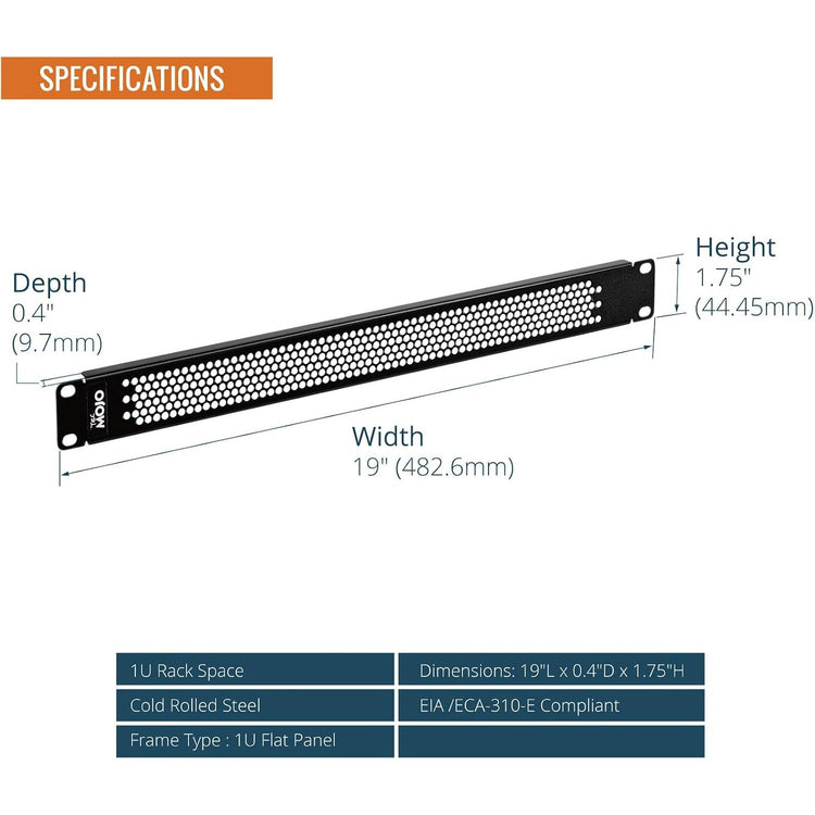 Tecmojo 1U Blank Panel, Vented Server Rack Blank Panel, Rack Mount Plate for 19in Server Network Rack Enclosure/Cabinet, Black(5 Pack)