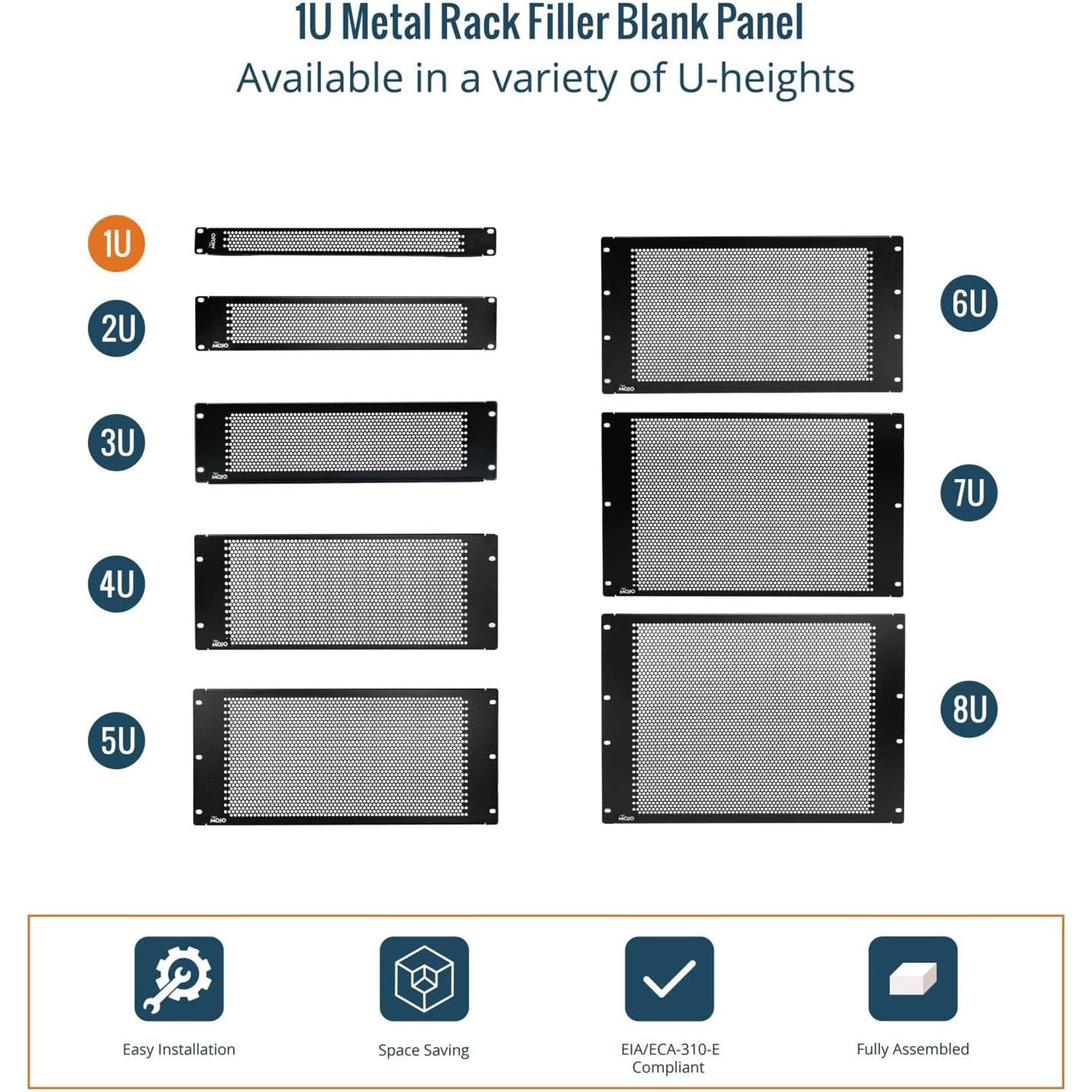 Tecmojo 1U Blank Panel, Vented Server Rack Blank Panel, Rack Mount Plate for 19in Server Network Rack Enclosure/Cabinet, Black(5 Pack)